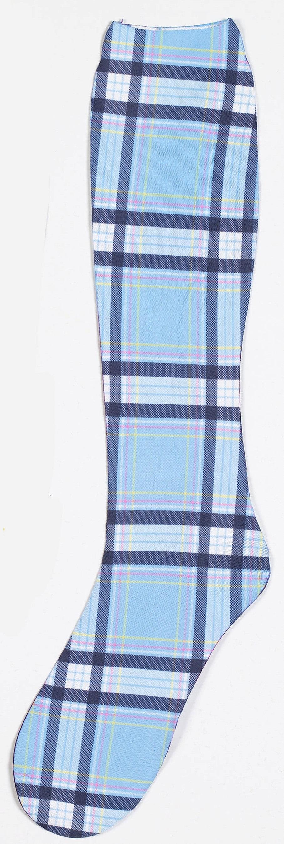 Ovation Ladies Zocks Boot Socks-Light Blue Plaid