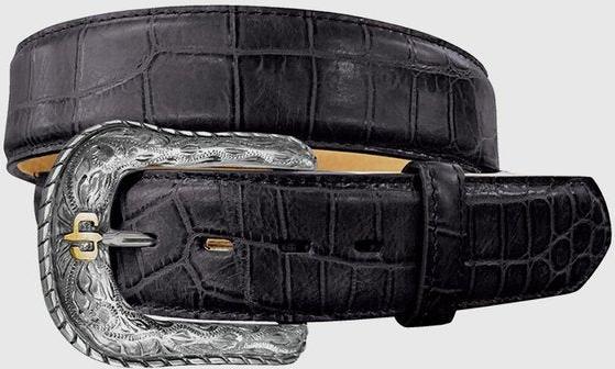 Stetson Black Crocodile Texture Belt