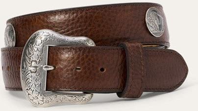 Stetson Brown Bison Leather Concho Belt