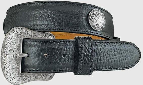 Stetson Black Bison Leather Concho Belt