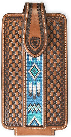 Ariat Southwest Inlay Brown Leather Cell Phone Case Ariat Southwest Inlay Brown Leather Cell Phone Case
