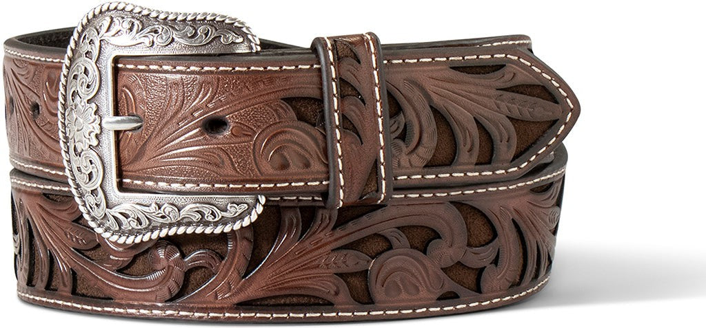 Ariat Women's Brown Floral and Roughout Belt