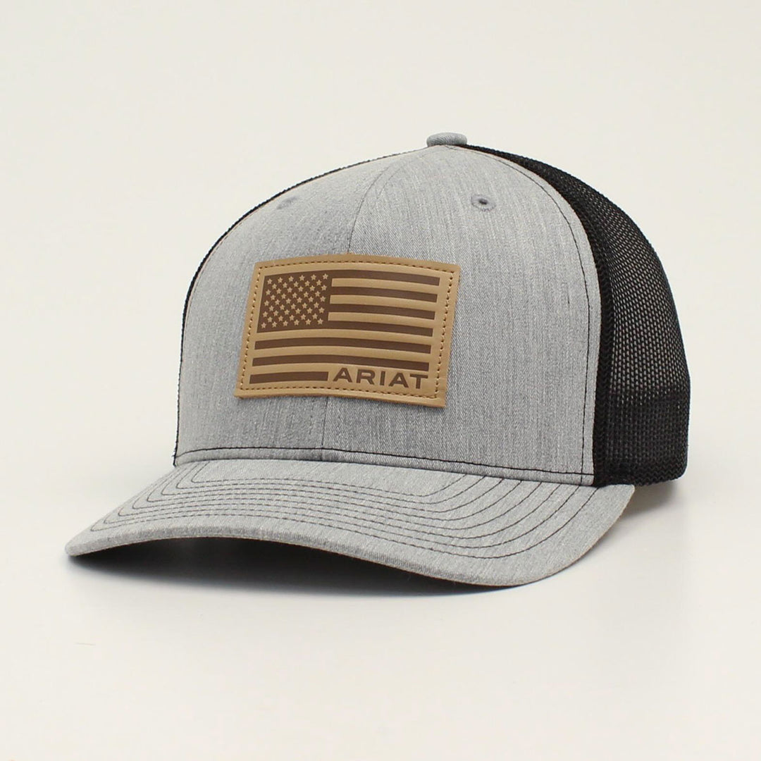 Ariat Grey with USA Flag Patch Ball Cap