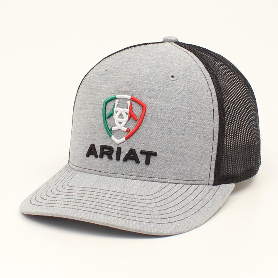 Ariat Grey Mexican Flag Logo Embroidered Ball Cap