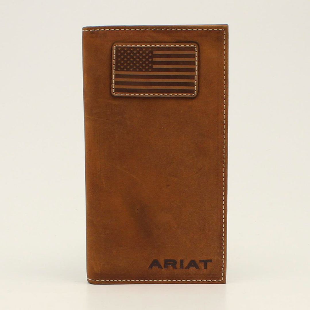 Ariat Tan with Flag Patch Rodeo Wallet