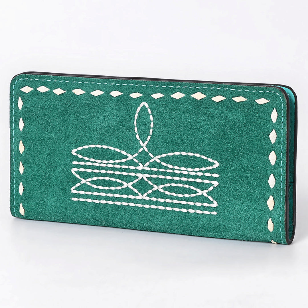 American Darling Turquoise Suede Boot Stitched Wallet