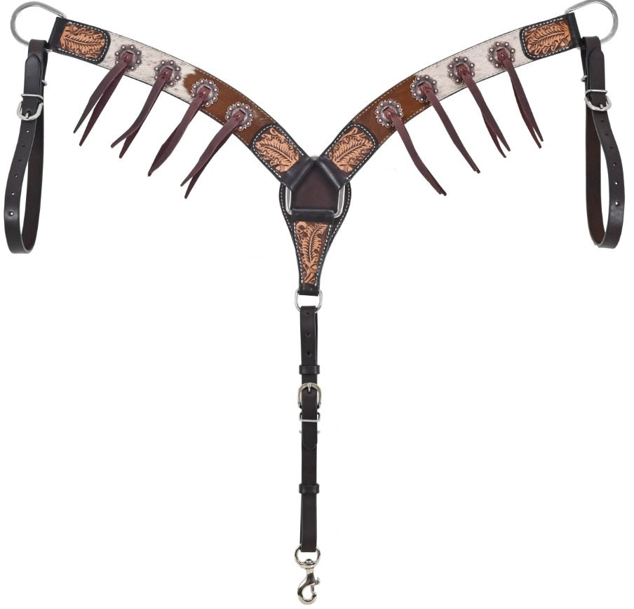 Rafter T Ranch Hair On with Slotted Berry Concho Breast Collar