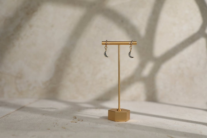 Rachel Nathan Black Moon with Black Accents Huggie Earrings