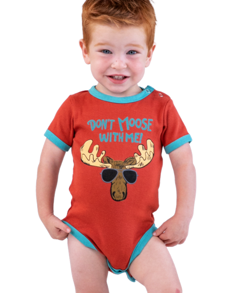 Lazy One Infant's Orange Don't Moose With Me Creeper Onesie