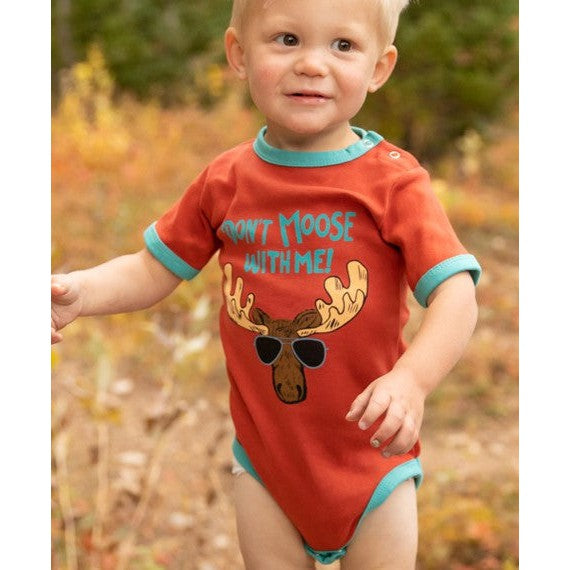 Lazy One Infant's Orange Don't Moose With Me Creeper Onesie
