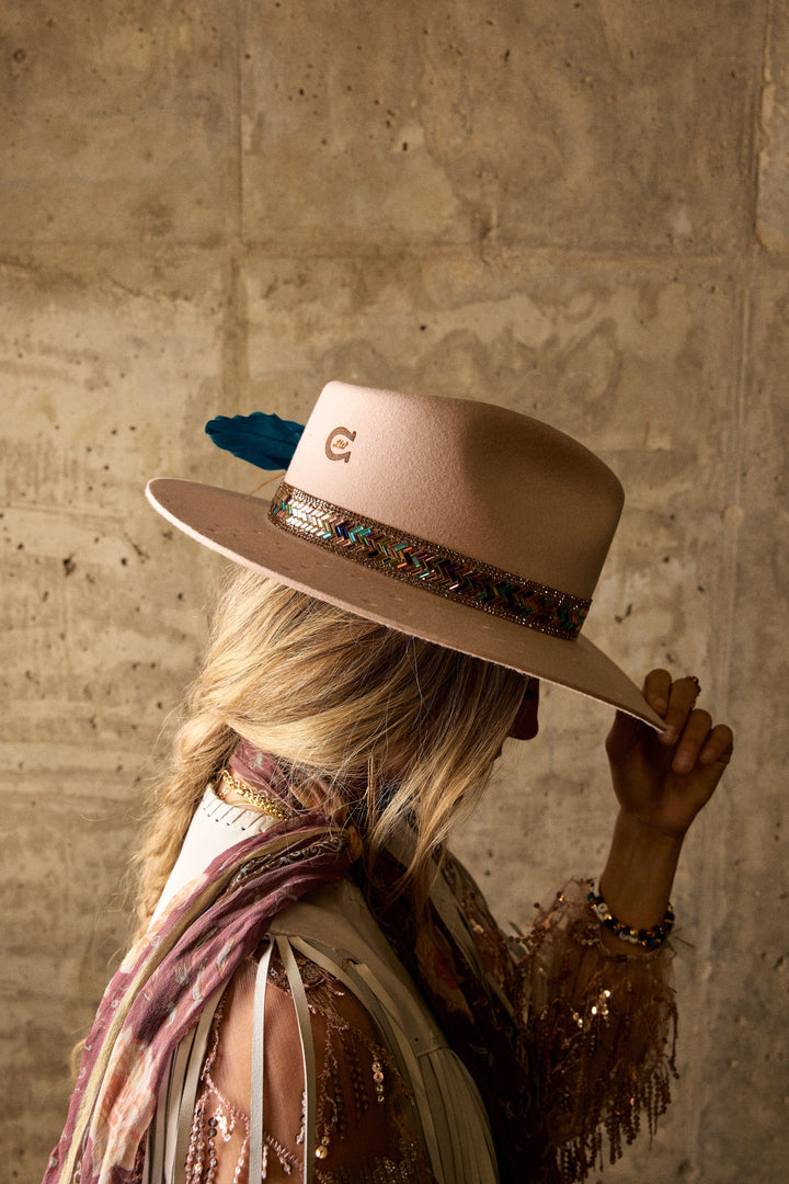 Charlie 1 Horse Powder Pink Hillbilly Hippie Hat