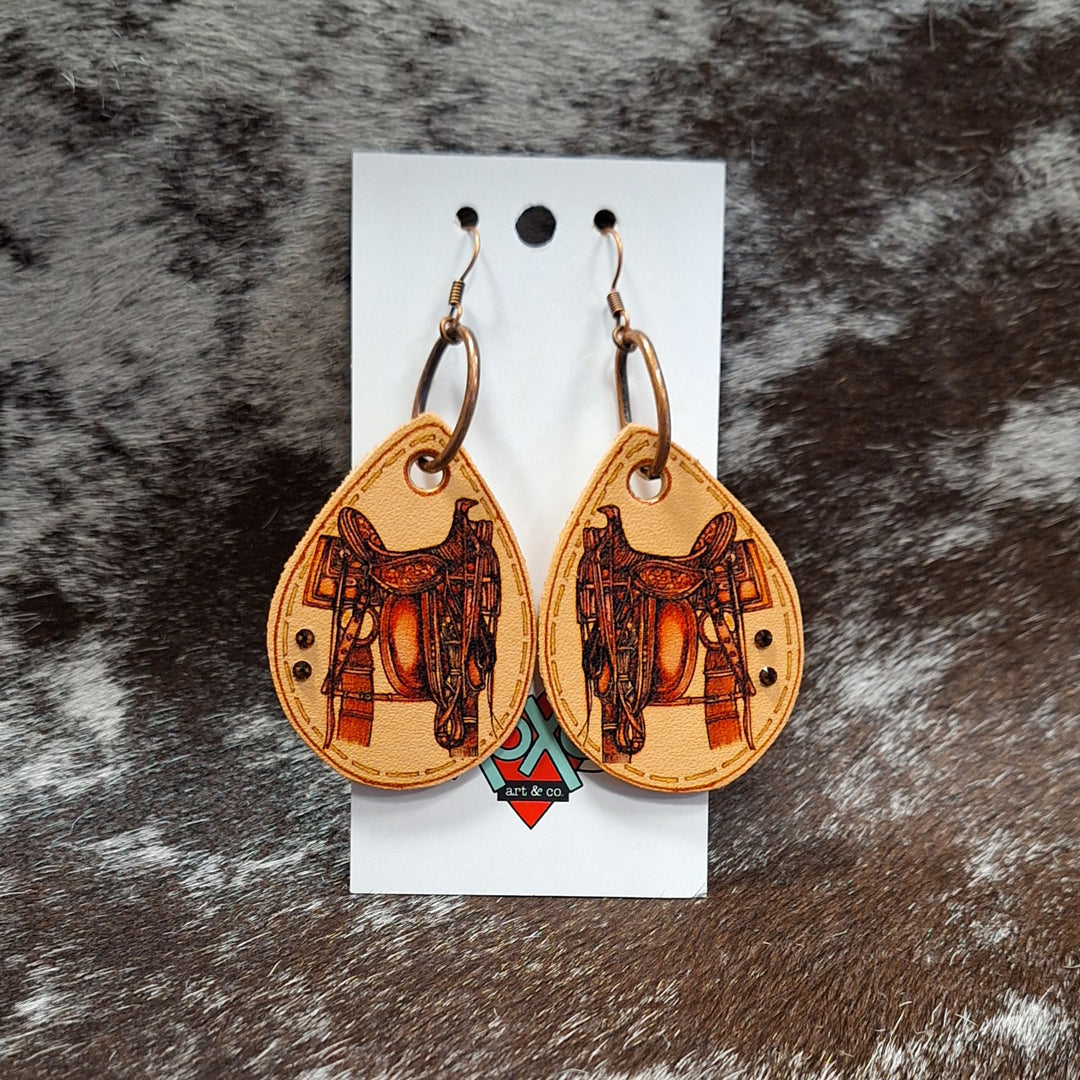 West 20 Saddle Leather Teardrop Earrings