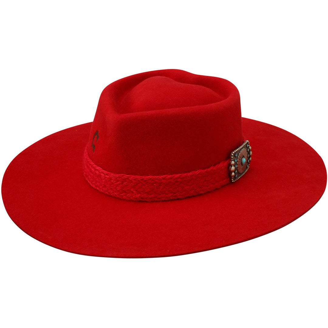 Charlie 1 Horse Red Fling Felt Hat