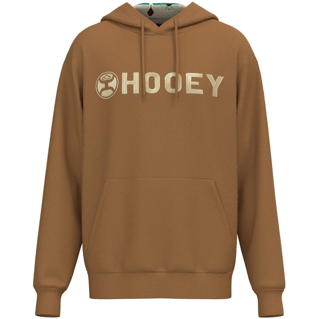 Hooey Men's Tan and Cream Lock Up Logo Hoodie