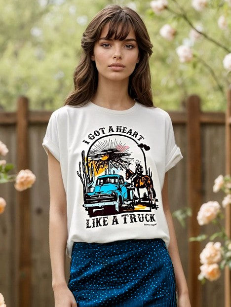 Bohemian Cowgirl Women's Cream Heart Like a Truck Tee