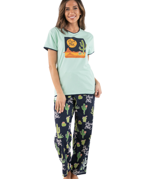 Lazy One Women's Blue Stuck in Bed Regular Pj Set