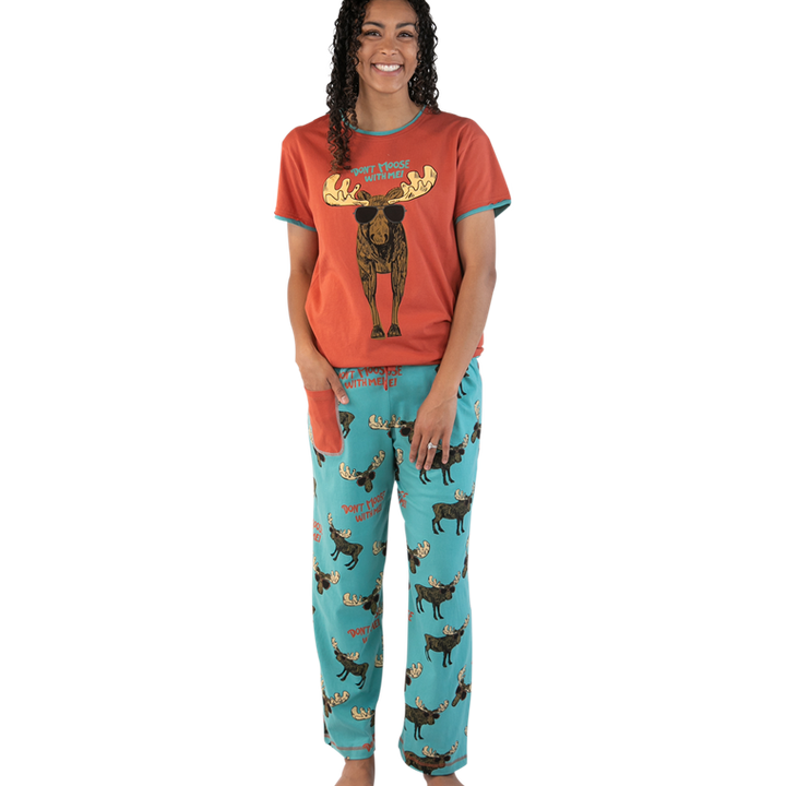 Lazy One Women's Blue Don't Moose With Me Pj Set