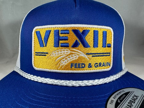 Vexil Royal Blue and White Feed and Grain Hat