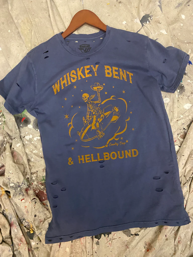 Country Deep Women's Navy Distressed Hellbound Tee