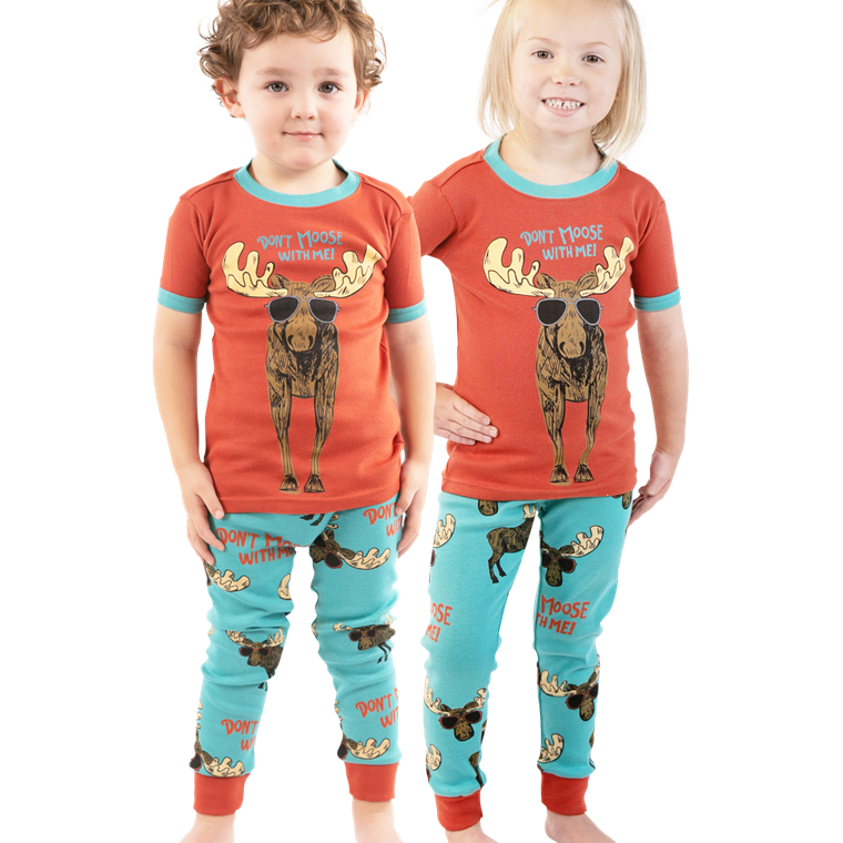 Lazy One Chicos Bat Moose Niño Pijama Set Manga Larga 8 Años