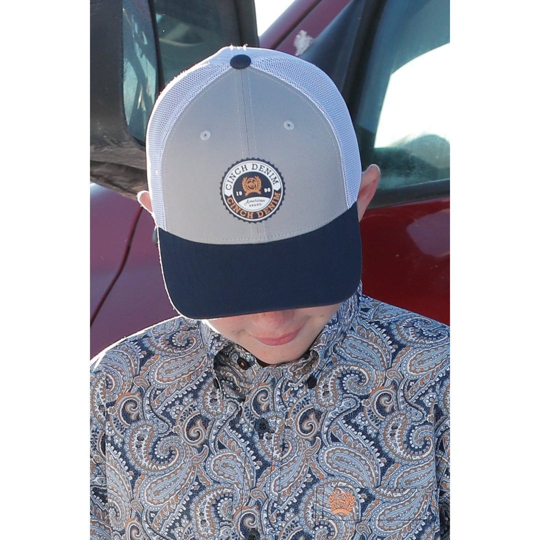 Cinch Kid's Grey and Navy Denim Cap