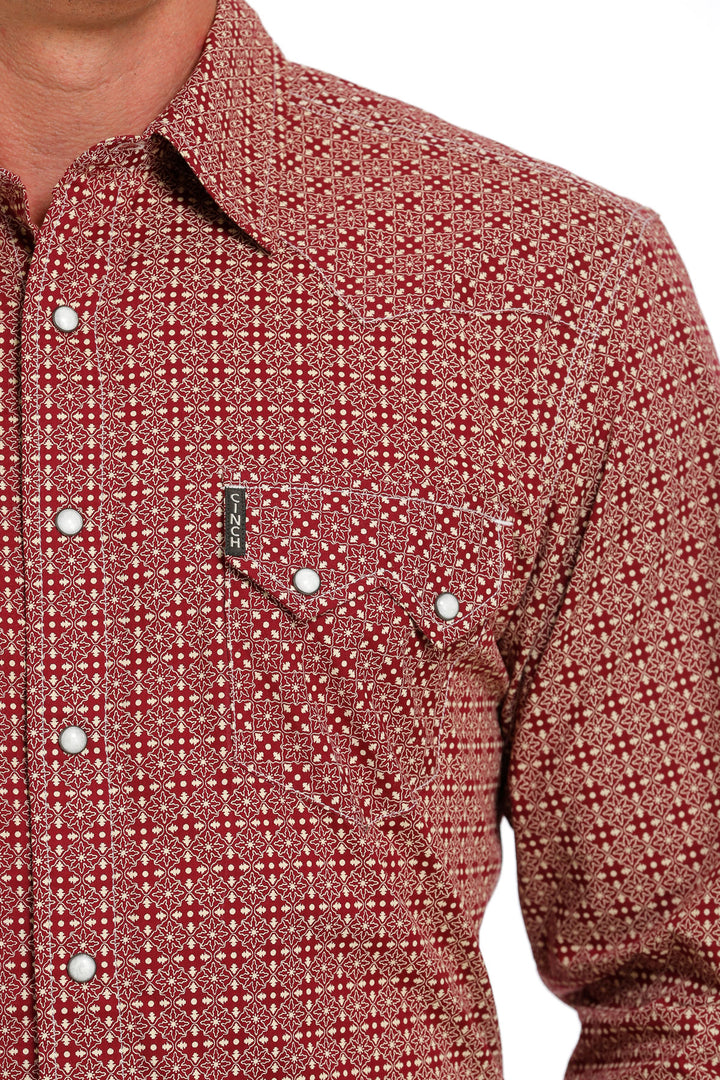 Cinch Men's Modern Fit Red Snap Western Shirt