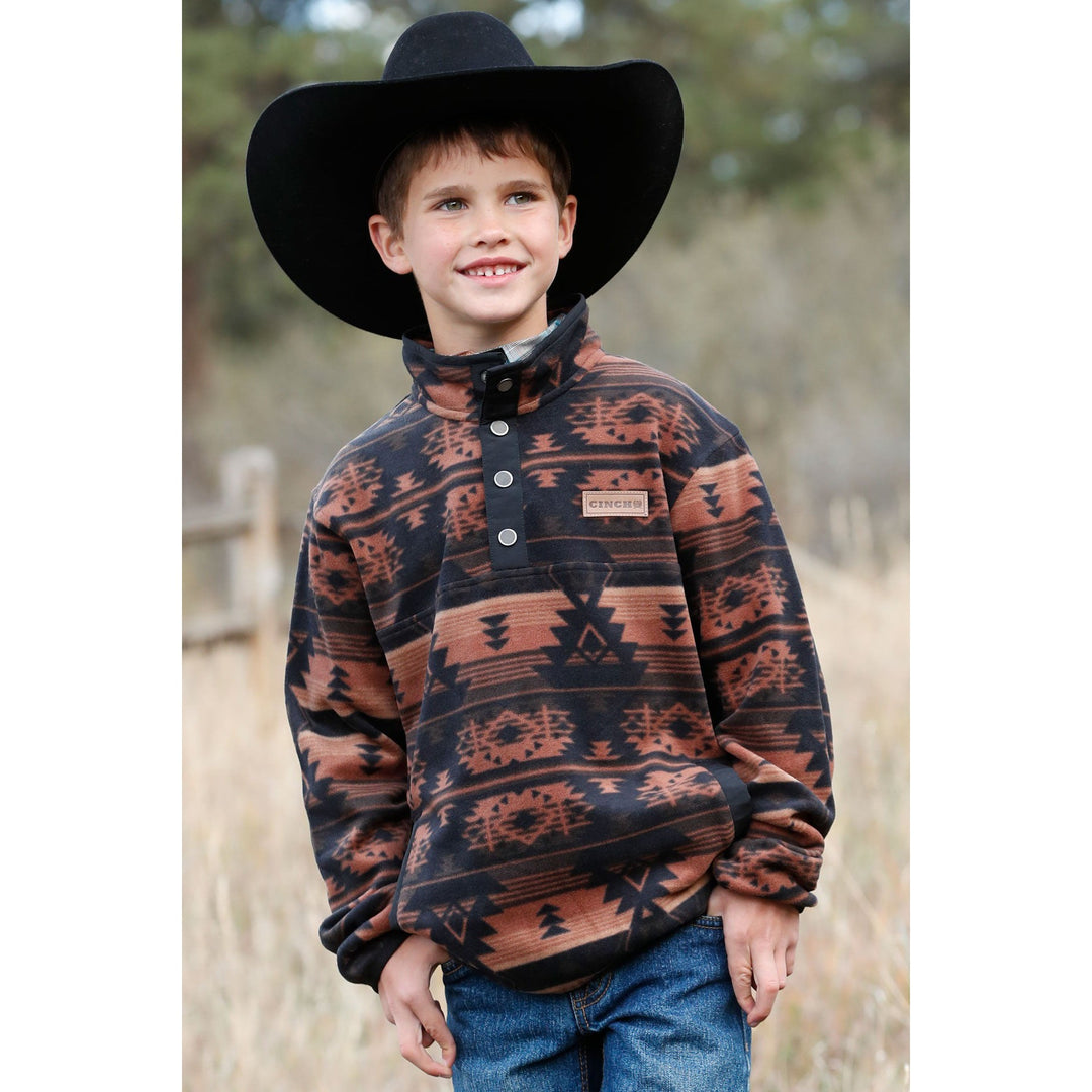 Cinch Kid's Black Southwestern Polar Fleece Pullover