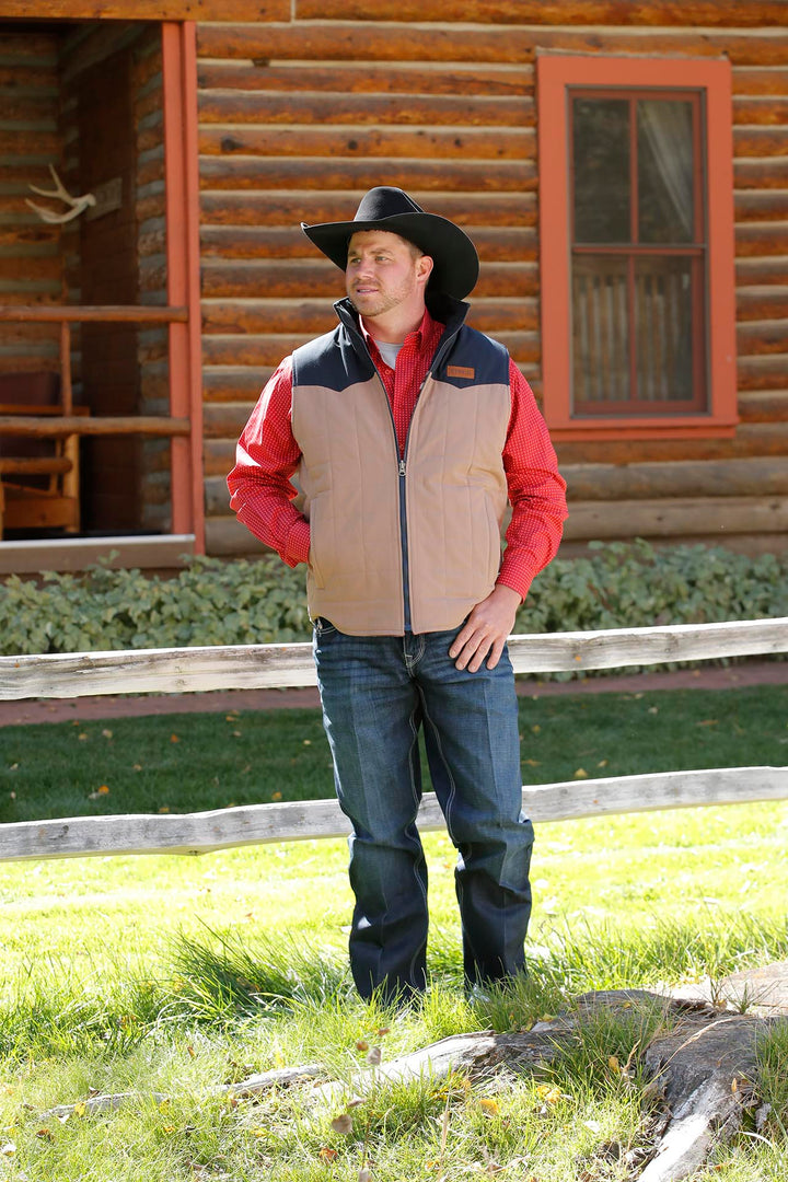 Cinch Men's Khaki and Navy Reversible Quilted Vest
