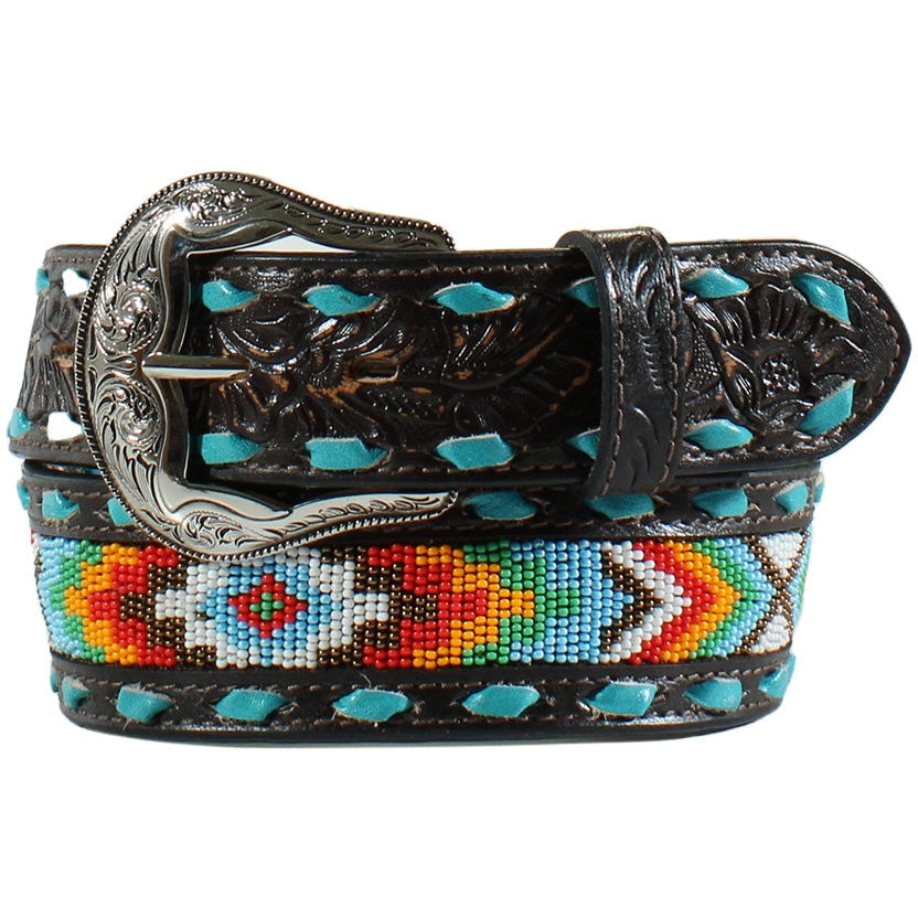 Nocona Women's Turquoise Buckstitched and Beaded Belt