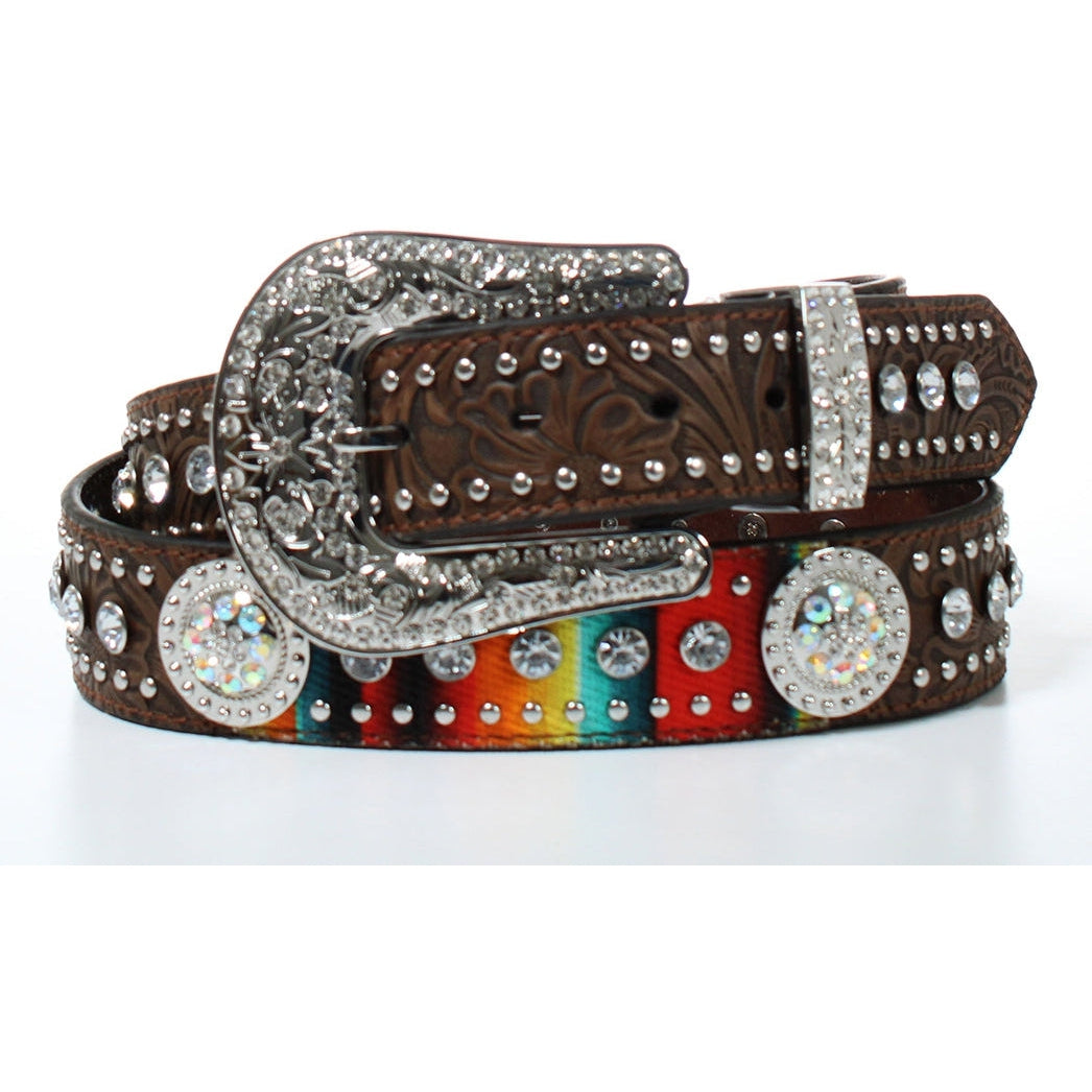 Nocona Women's Floral Overlay Leather Belt