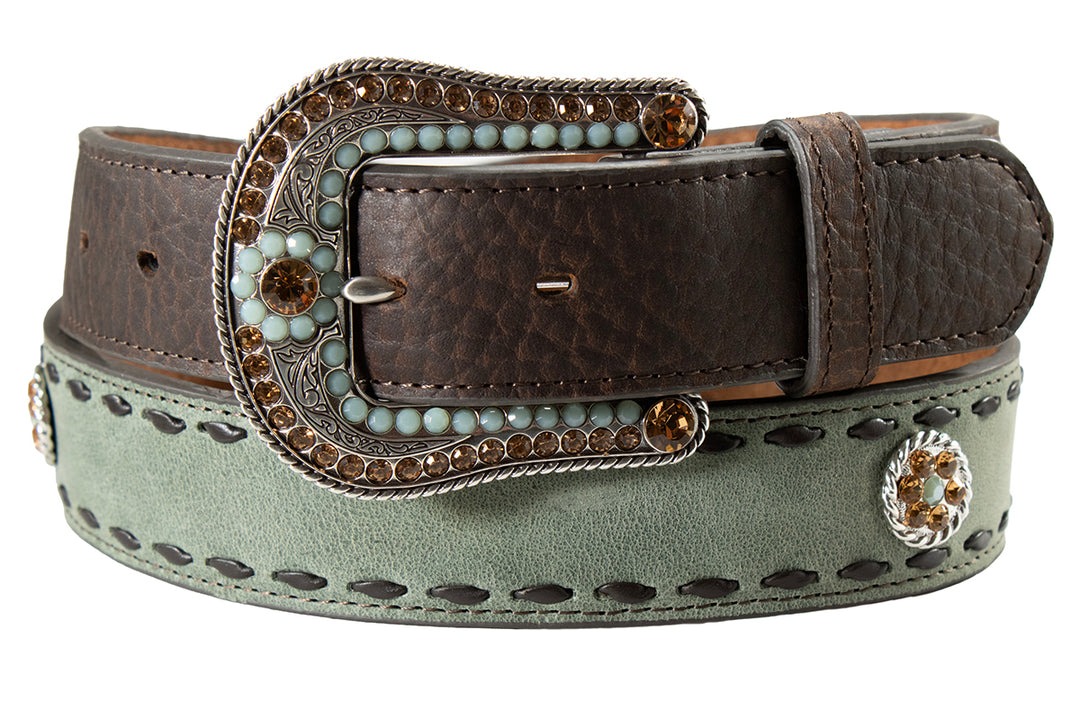 Nocona Women's Turquoise with Chocolate Buckstitch Belt