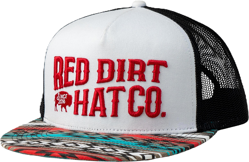 Red Dirt Hat Co Tribal White and Black Ball Cap