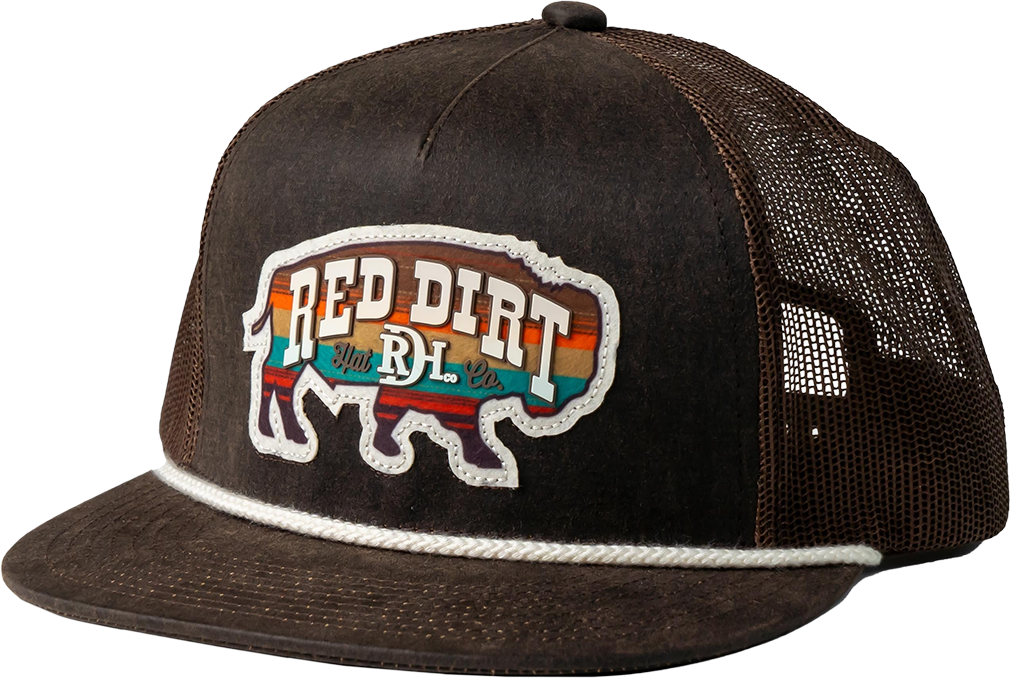 Red Dirt Hat Co Leathered Brown Rustic Bison Ball Cap