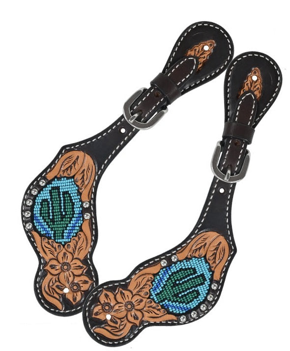 Rafter T Ranch Beaded Cactus Spur Straps