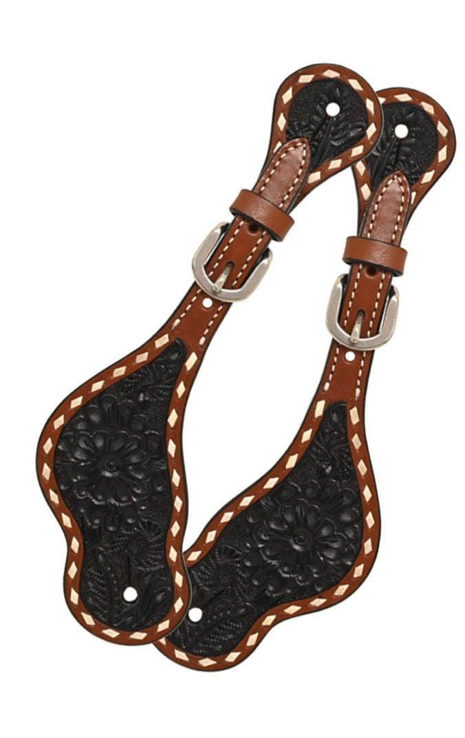 Rafter T Ranch Black Buckstitched Spur Straps