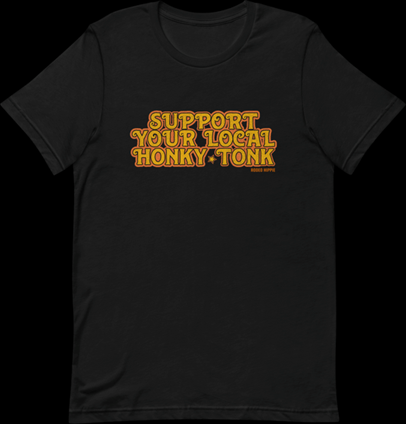 Rodeo Hippie Support Your Local Honky Tonk Black Tee