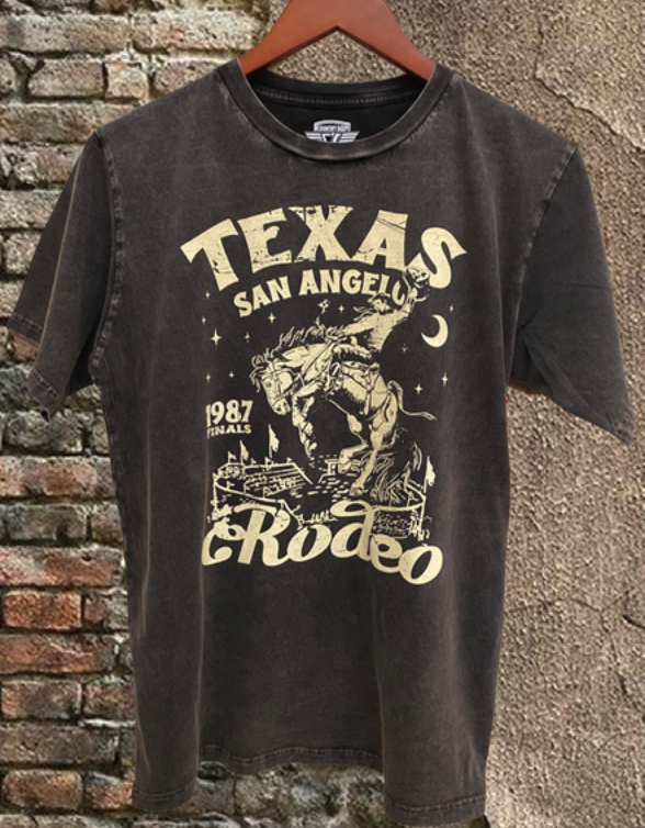 Country Deep Women's Black Texas Rodeo San Angelo Relaxed Tee