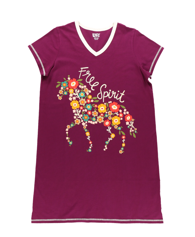 Lazy One Free Spirit Horse V-Neck Nightshirt