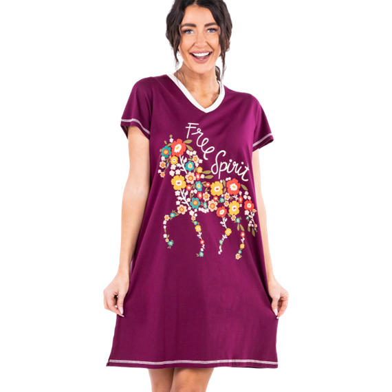 Lazy One Free Spirit Horse V-Neck Nightshirt