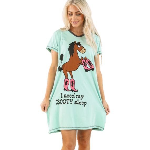 Lazy One Booty Sleep Blue V-Neck Nightshirt
