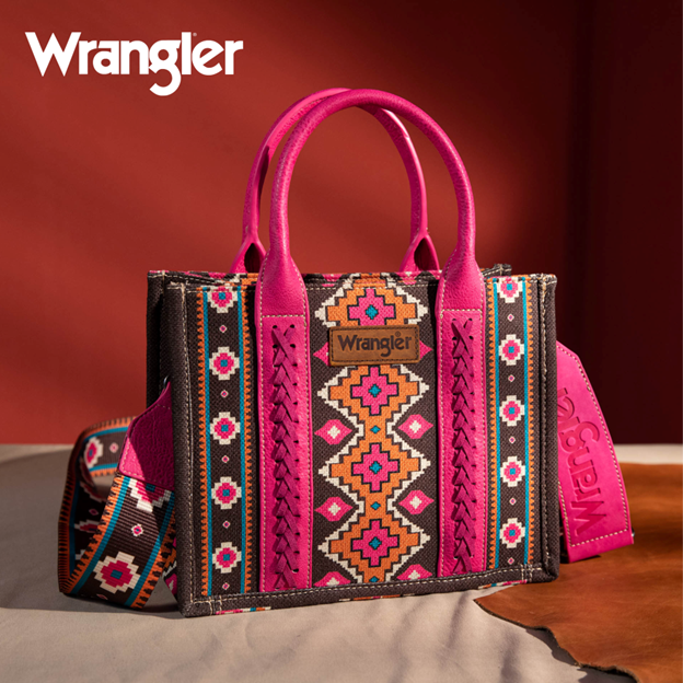 Wrangler Hot Pink Southwestern Print Small Canvas Tote
