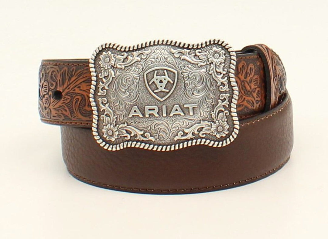 Ariat Youth Rustic Brown Floral Tabs Belt
