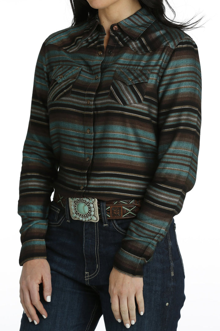 Cruel Women's Stripe Button Down Western Shirt