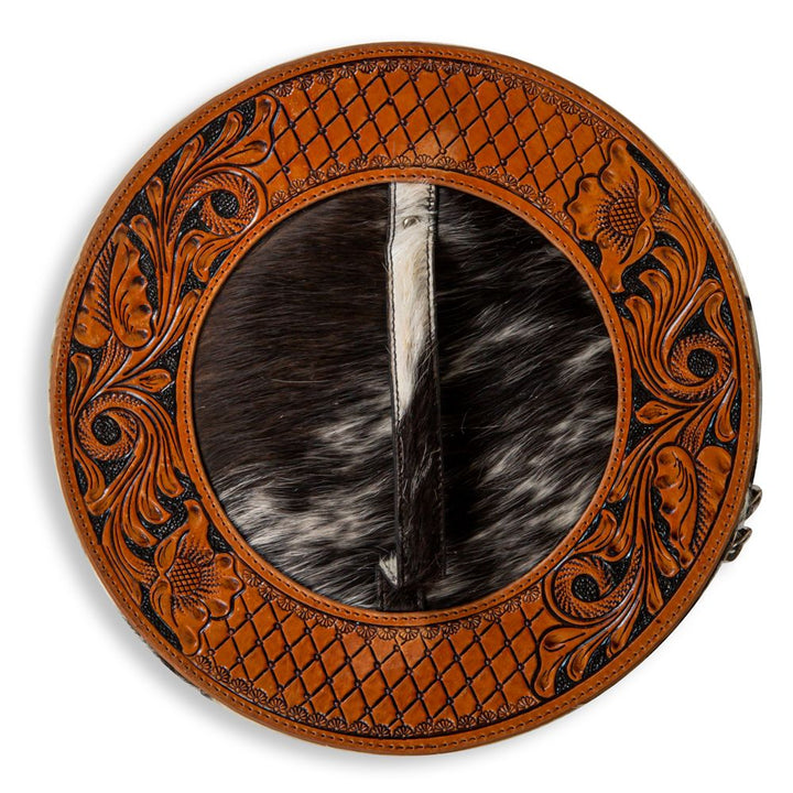 Myra Western Mesa Round Hand Tooled Jewelry Box