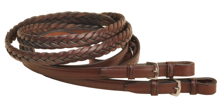 Tory Leather 60” Braided Reins With Stainless Steel Buckles