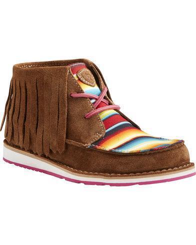 Ariat Women's Cruiser Dark Brown Suede/Pink Serape Fringe - West 20 Saddle Co.