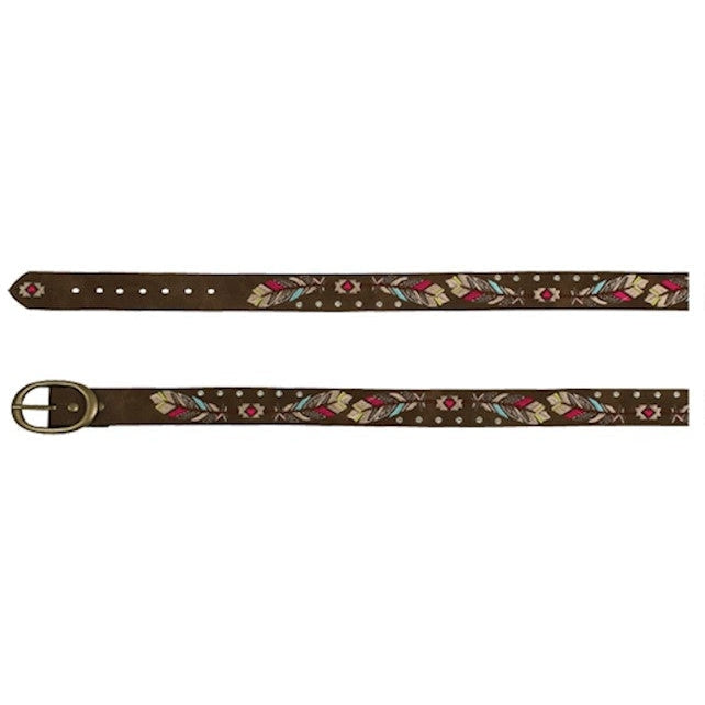 Catchfly Girl's Embroidered Feather Belt
