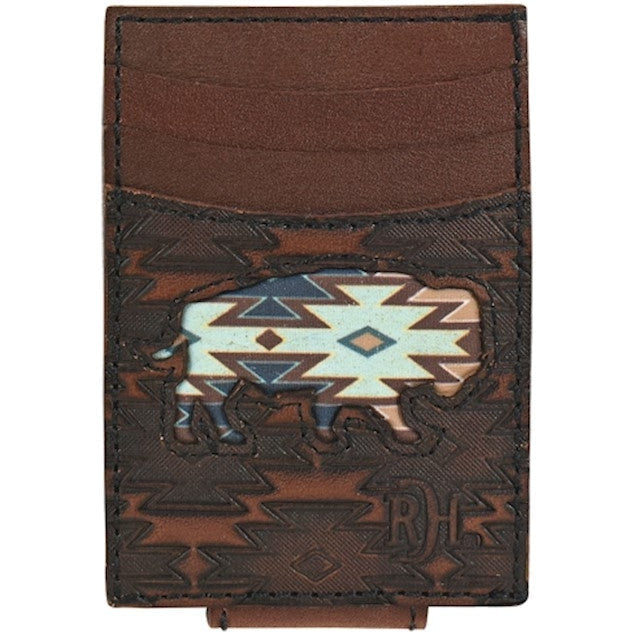 Red Dirt Hat Co Southwest Buffalo Inlay Card Case with Magnetic Clip