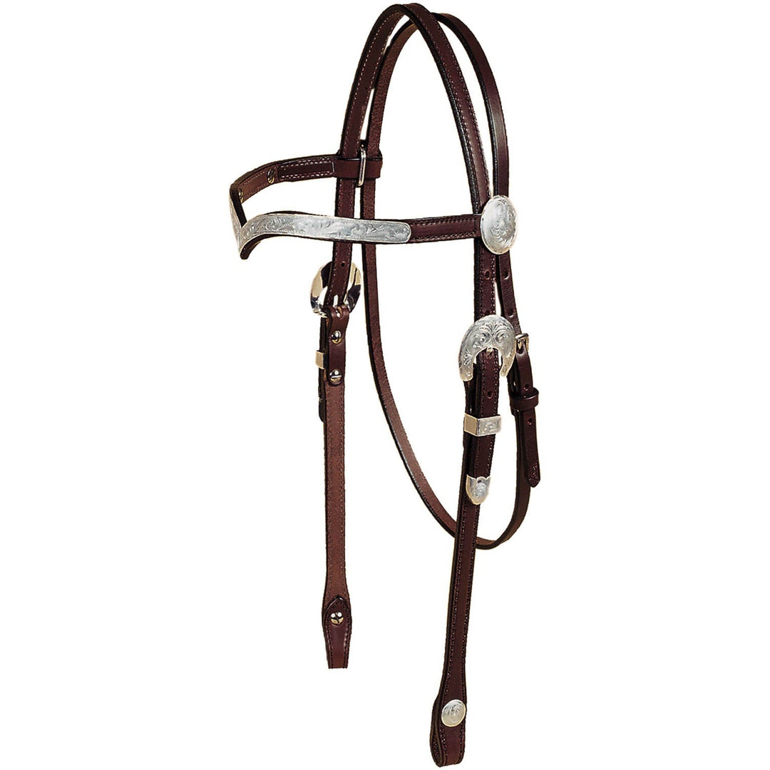 Tory Leather Oklahoma Style Silver Plate V Brow Headstall
