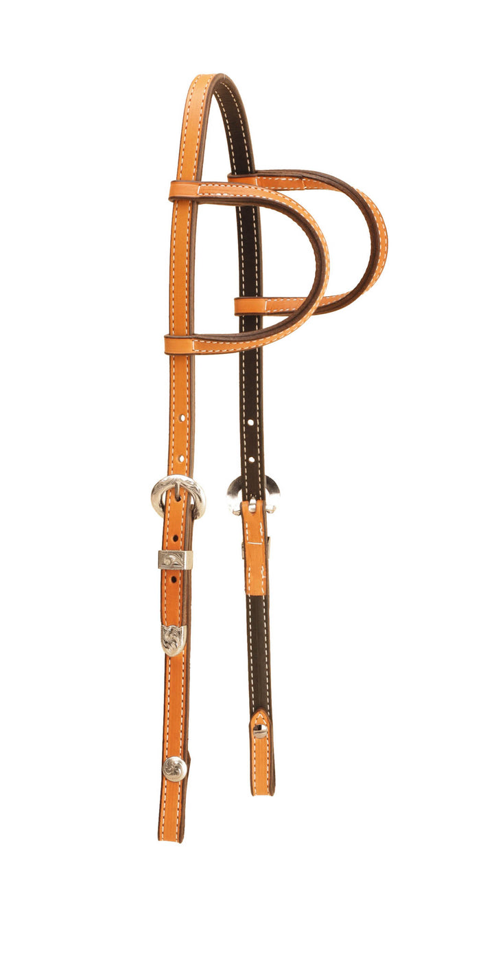 Tory Leather Double Ear Headstall with Silver Buckle Sets